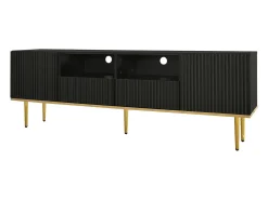 Mueble para TV moderno - con 2 puertas y 2 cajones - patas de metal - Negro