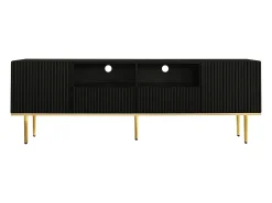 Mueble para TV moderno - con 2 puertas y 2 cajones - patas de metal - Negro