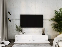 Mueble para TV suspendido, 170 x 34 x 32 cm, blanco mate