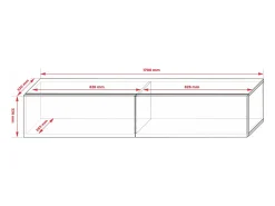 Mueble para TV suspendido, 170 x 34 x 32 cm, blanco mate