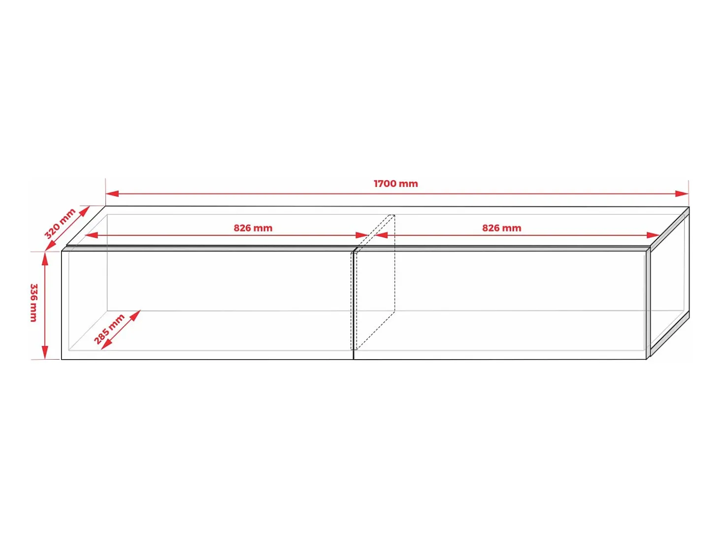 Mueble para TV suspendido, 170 x 34 x 32 cm, blanco mate