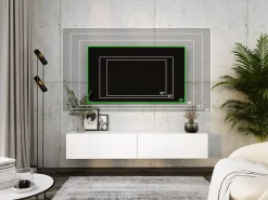 Mueble para TV suspendido, 170 x 34 x 32 cm, blanco mate