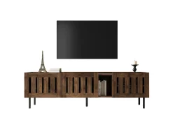 Mueble para TV 160x40x47 cm - con 3 puertas - Design calado - MDF + metal - Marrón