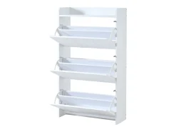 Mueble para zapatos 2 piezas - 140x25x120 cm - con 12 compartimentos - 6 puertas abatibles - MDF - Blanco