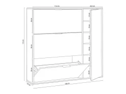 Mueble para zapatos de 3 abatibles y 1 puerta, 30 pares - L106 cm