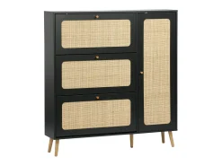 Mueble para zapatos de caña con 3 cajones negro