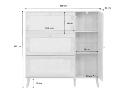 Mueble para zapatos de caña con 3 cajones negro