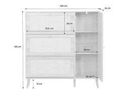 Mueble para zapatos de caña con 3 cajones blanco roto