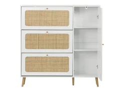 Mueble para zapatos de caña con 3 cajones blanco roto