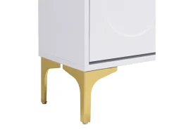 Mueble para zapatos moderno 63x24x120 cm - 3 niveles de almacenamiento - Patas de metal - MDF - Blanco