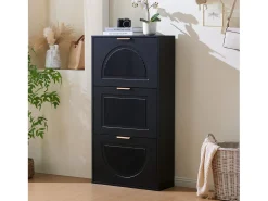Mueble para zapatos moderno 60x24x114 cm - con 3 puertas abatibles - Negro
