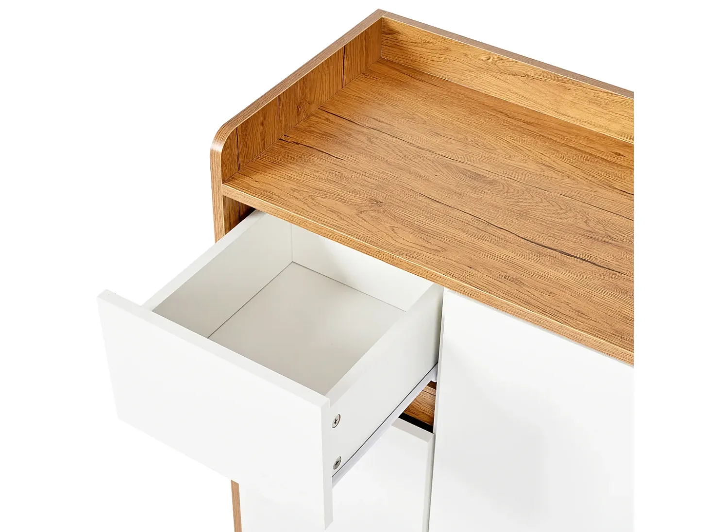 Mueble para zapatos moderno 90×35×99 cm - 3 puertas y 1 cajón - blanco+marrón