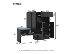 Mueble para zapatos multifuncional - con asiento acolchado - con 4 puertas y 1 cajón - Negro