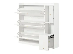 Mueble para zapatos multifuncional 119x24x122 cm - con 3 cajones plegables - con banco plegable - con una puerta - blanco