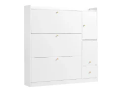 Mueble para zapatos multifuncional 119x24x122 cm - con 3 cajones plegables - con banco plegable - con una puerta - blanco