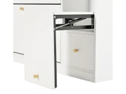 Mueble para zapatos multifuncional 119x24x122 cm - con 3 cajones plegables - con banco plegable - con una puerta - blanco
