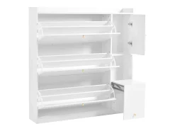 Mueble para zapatos multifuncional 119x24x122 cm - con 3 cajones plegables - con banco plegable - con una puerta - blanco