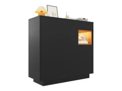 Mueble para zapatos 105x39.5x100.5 cm - 1 cajón y 3 puertas - con iluminación LED - con estantes ajustables - Negro y natural