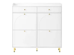 Mueble para zapatos 106.5x25x105.5cm - con 4 puertas abatibles y 2 cajones - blanco