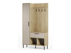 Mueble recibidor con perchero Vesta Roble Beige
