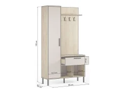 Mueble recibidor con perchero Vesta Roble Beige