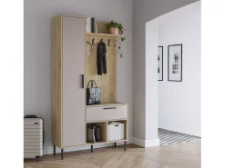 Mueble recibidor con perchero Vesta Roble Beige