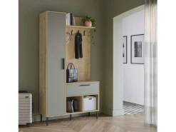 Mueble recibidor con perchero Vesta Roble Verde Gray