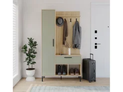 Mueble recibidor con perchero Vesta Roble Verde Gray