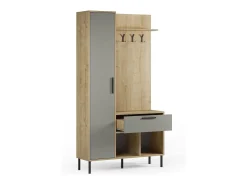 Mueble recibidor con perchero Vesta Roble Verde Gray