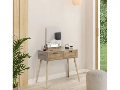 Mueble recibidor Dalia 2 cajones + espejo, color roble