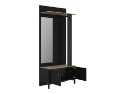 Mueble recibidor negro 2 puertas y un espejo - Fabricación francesa