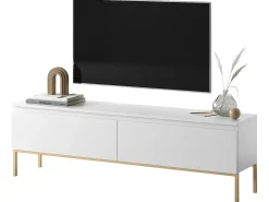 Mueble TV - 150 cm - blanco con patas doradas - BEMMI
