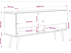 Mueble TV 200 (2 x 100) cm Blanco Mate, 200 × 32 × 34 cm