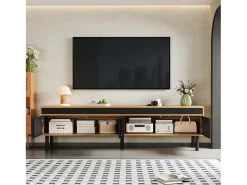 Mueble TV 170×38×47,7 cm - 3 puertas - MDF + paneles de partículas - natural + negro