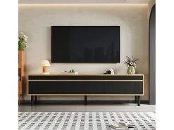 Mueble TV 170×38×47,7 cm - 3 puertas - MDF + paneles de partículas - natural + negro