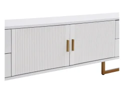 Mueble TV 175 cm - 2 puertas texturizadas y 4 cajones - en MDF - Blanco