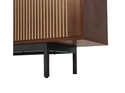 Mueble TV 200 cm - con LED y puerta de vidrio - MDF y panel de partículas - Natural