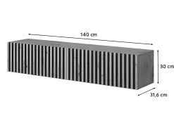 Mueble TV 140 cm Blanco con frontal laminar - Telire