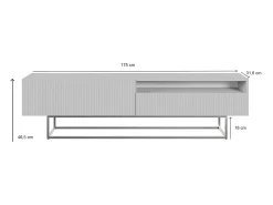 Mueble TV - con compartimento abierto - 175 cm - blanco con patas de metal dorado - VELDIO