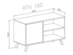 Mueble TV 100, Modelo WIND, color estructura Cemento, color puerta Blanco Mate, 95x40x57cm