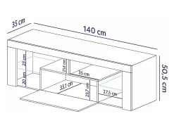 Mueble TV - para la sala de estar - 140 cm de ancho - roble lancaster - Bianko