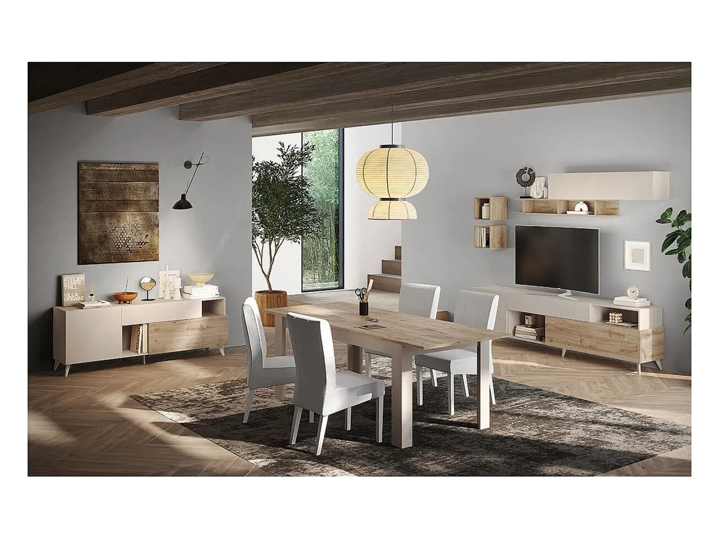 Mueble TV 2 puertas, 1 cajón y 2 nichos L180 cm - MALA