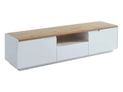 Mueble TV 2 puertas 1 cajón MDF lacado blanco y natural AMANI