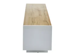 Mueble TV 2 puertas 1 cajón MDF lacado blanco y natural AMANI