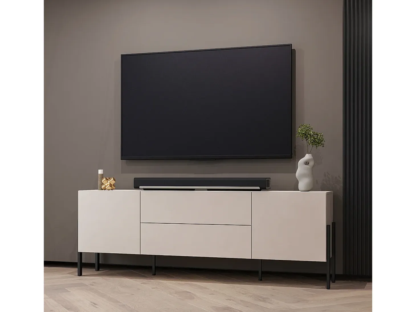 Mueble TV 2 puertas 2 cajones 200 cm Bérénice Cachemira