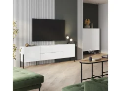 Mueble TV 2 puertas 2 cajones 200 cm Bérénice Blanco