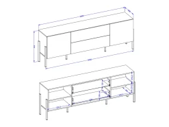 Mueble TV 2 puertas 2 cajones 200 cm Bérénice Blanco