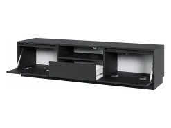Mueble TV 3 puertas con 3 cajones - 154 cm - grafito negro - EVO