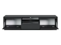 Mueble TV 3 puertas con 3 cajones - 154 cm - grafito negro - EVO