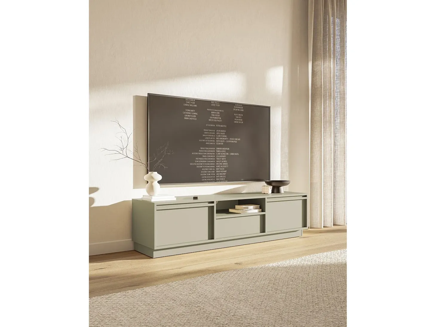Mueble TV 3 puertas con 3 cajones - 154 cm - cachemire - EVO